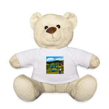 child riding bike in the mountain sunny day - Teddy Bear - white - Front