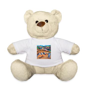 bike in sunny mountains - Teddy Bear - white - Front
