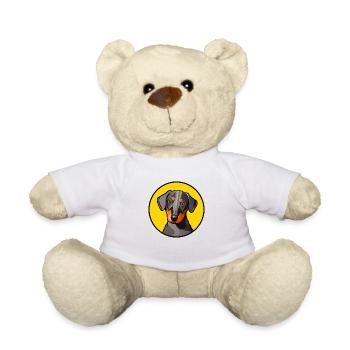Motif graphique de teckel dans un cercle jaune - Nounours - blanc - Devant