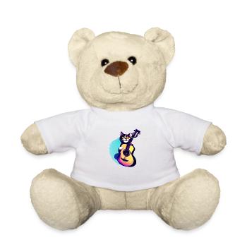 Le chat joue à la guitare Chaton propriétaire de chat - Nounours - blanc - Devant