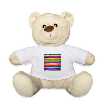 horizontale dünne Streifen in verrückten Farben - Teddy - Weiß - Vorne
