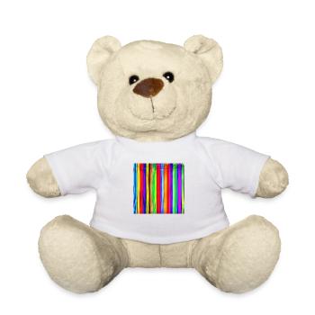 vertikale dünne Streifen in verrückten Farben - Teddy - Weiß - Vorne