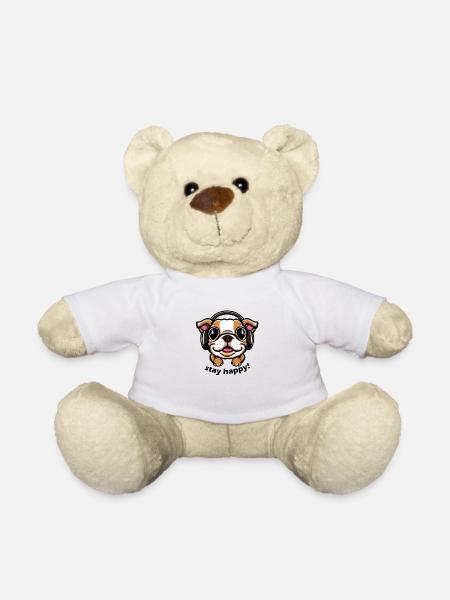 Happy bulldog - Teddy Bear - white
