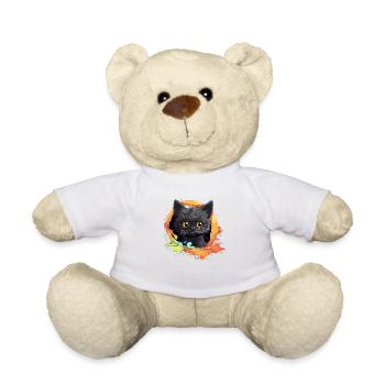 Guck-a-miau: Katze im zerrissenen Stoff Design - Teddy - Weiß - Vorne