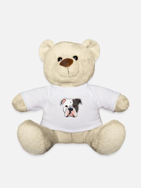 American Bulldog Kopf Comic Cartoon Hund - Teddy - Weiß