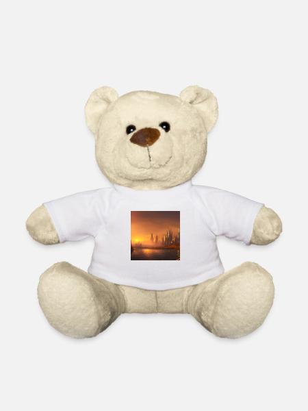 City skyline across the water at sunset - Teddy Bear - white