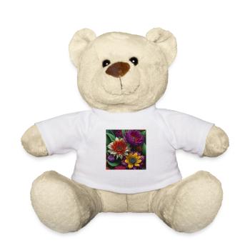 multiple flower patern exotic - Teddy Bear - white - Front
