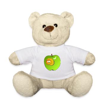 Funny caterpillar in a green apple - Teddy Bear - white - Front
