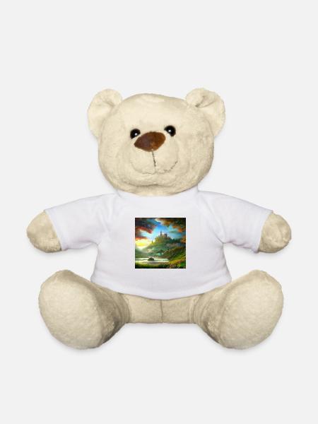 Painting of a fantasy landscape at sunrise - Teddy Bear - white
