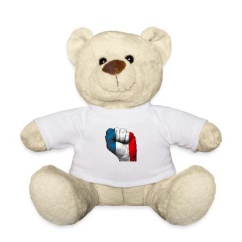 Französische Flagge auf geschlossener Faust gemalt. - Teddy - Weiß - Vorne