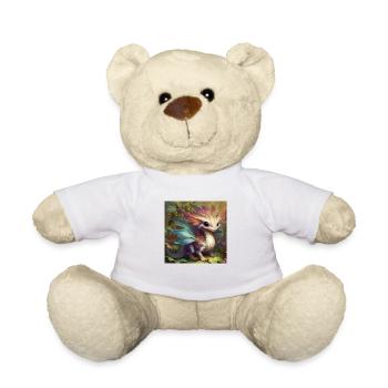 Vollansicht knuddeliger Baby Drache - Teddy - Weiß - Vorne