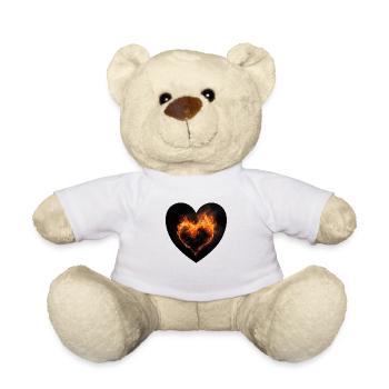 Burning heart, a symbol of passion - Teddy Bear - white - Front