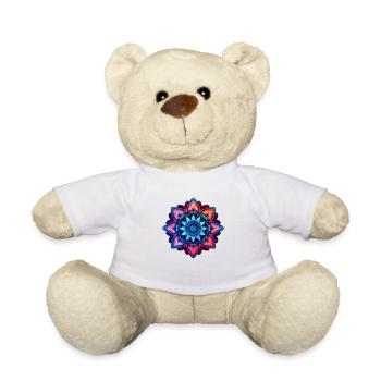 Mandala colorful flower neon - Teddy Bear - white - Front