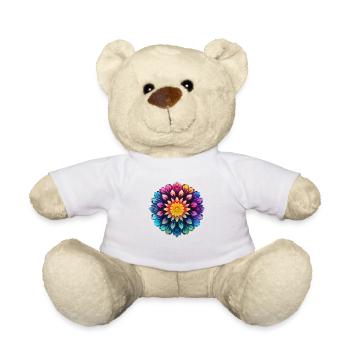 Mehrfarbiges blumiges psychedelisches Mandala - Teddy - Weiß - Vorne