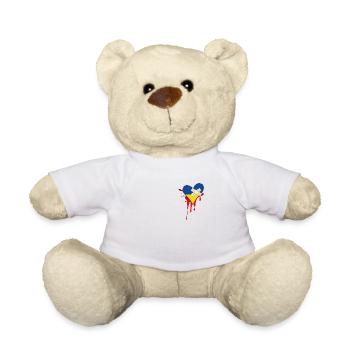 Solidarität mit der Ukraine – Mein Herz ist gebroc - Teddy - Weiß - Vorne