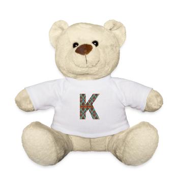 Letter K- boho design, Colorful monogram - Teddy Bear - white - Front