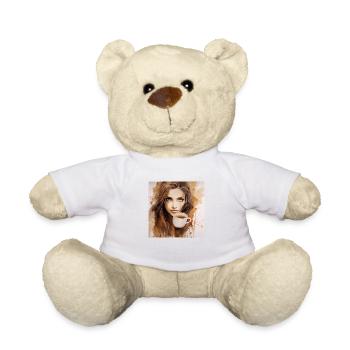 Aroma-Serenade: Schönes braunes Aquarell eines - Teddy - Weiß - Vorne