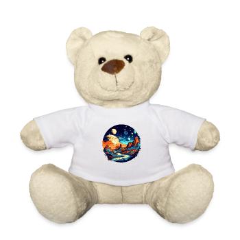 Univers coloré et galaxie dans le système solaire - Nounours - blanc - Devant