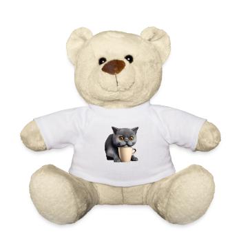 chaton, chat, café, chat domestique, propriétaire de chat - Nounours - blanc - Devant