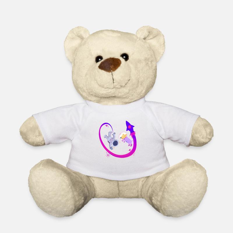 Dog and man in space - Teddy Bear - white
