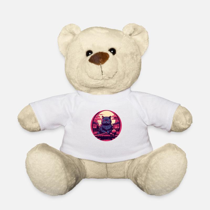 Synthwave japan Cat - Teddy - Weiß