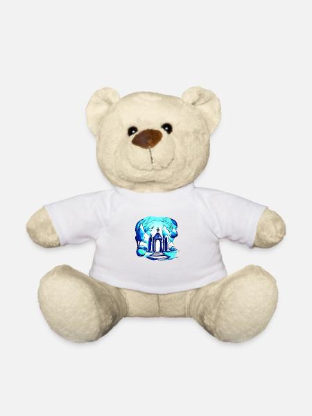 Friedhof Grab Gräber Mausoleum - Teddy - Weiß