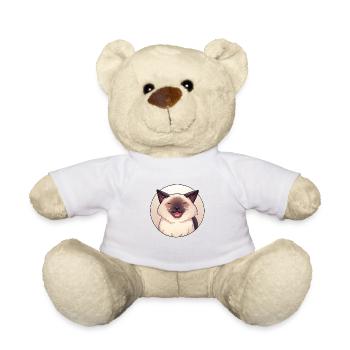 Chat de style anime dans un cercle - Nounours - blanc - Devant