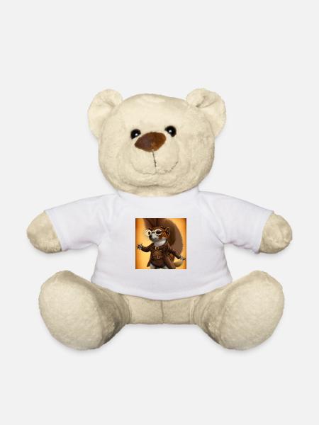 Steampunk Squirrel wearing Glasses - Teddy Bear - white