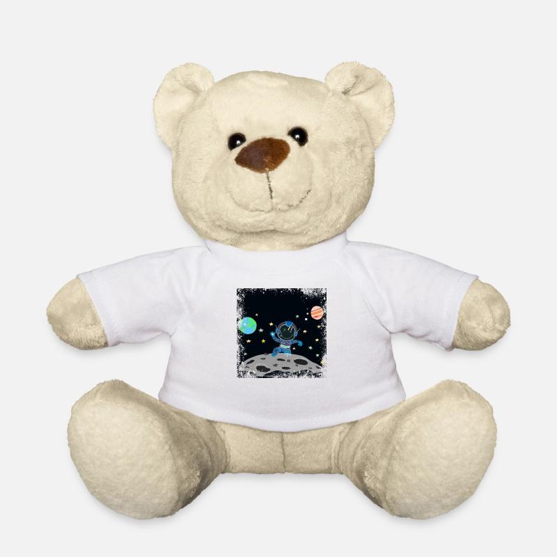 Grunge Blue Gray Astronaut - Teddy Bear - white