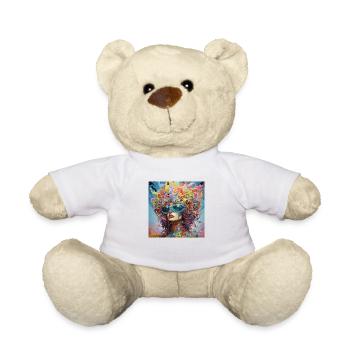 Frau mit bunten Haaren - Teddy - Weiß - Vorne