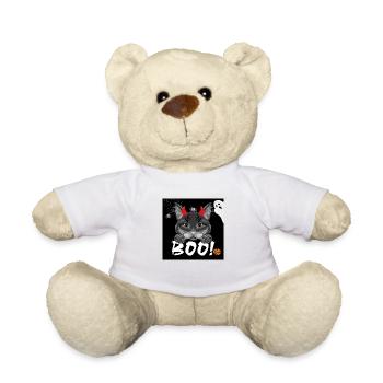 Festive design with a black cat for Halloween - Teddy Bear - white - Front