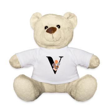 Buchstabe v Geburtstagsballon - Teddy - Weiß - Vorne