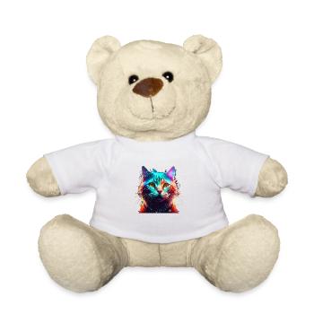Cat Colorful - Teddy Bear - white - Front