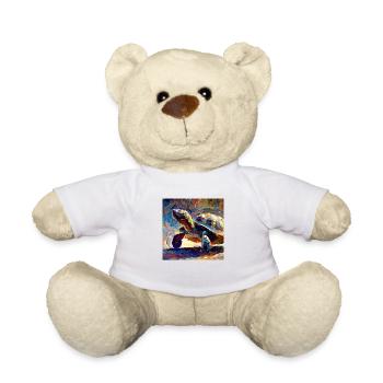 Abstraktes farbiges Ölgemälde einer Schildkröte - Teddy - Weiß - Vorne