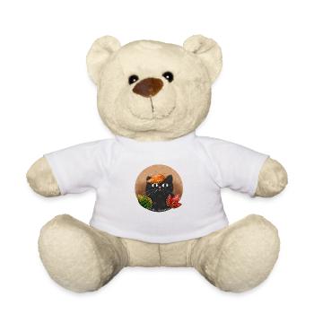 Cat in autumn - Teddy Bear - white - Front