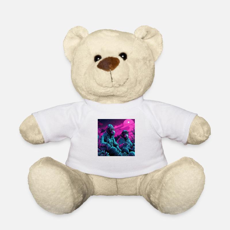Neonfarbene stilisierte Affen - Teddy - Weiß