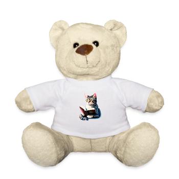 Katze Bücher Lesen Hauskatze Kater Buch Kätzchen - Teddy - Weiß - Vorne
