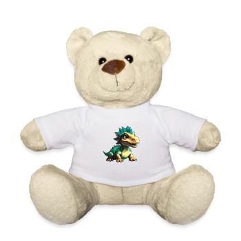 Dino, Dinosaure, Texte personnalisé, Forme - Nounours - blanc - Devant