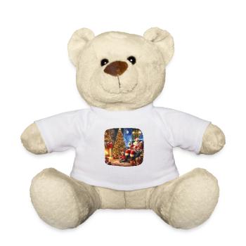Père Noël arbre de Noël cadeaux gaufrette minuit messe joie - Nounours - blanc - Devant