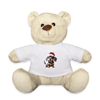 Teckel Noël Chien Noël Teckel Chiot - Nounours - blanc - Devant