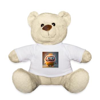 Joyeux Halloween mignon monstre langue sur effrayant amusant - Nounours - blanc - Devant