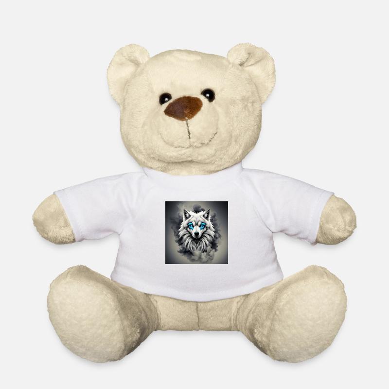 loup yeux bleus - Nounours - blanc