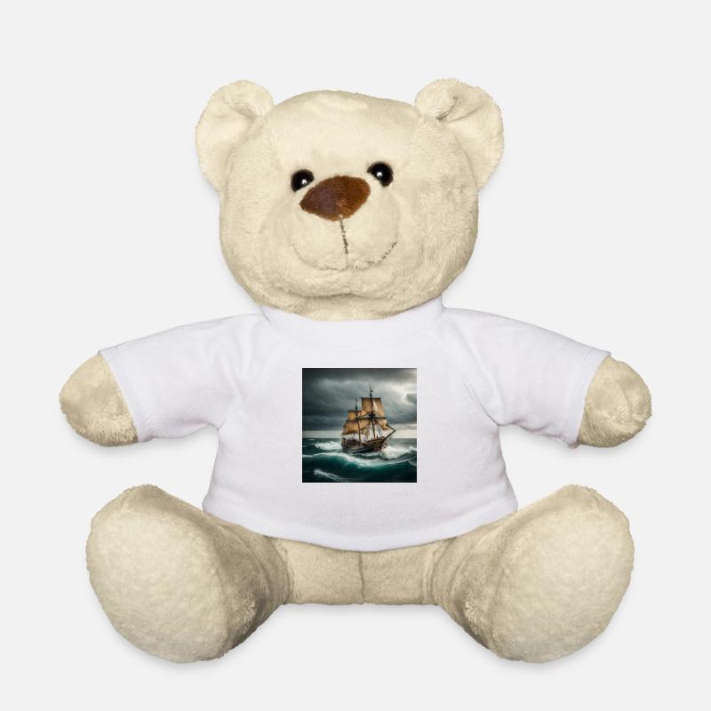 Piratenschiff in stürmischer See - Teddy - Weiß