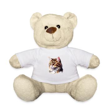 Maine Coon Cat Cat Chaton Chaton Chat Propriétaire - Nounours - blanc - Devant