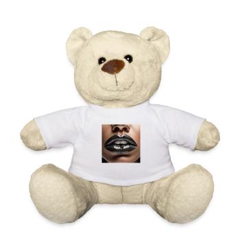 belles lèvres féminines rouge à lèvres noir dessin comique - Nounours - blanc - Devant