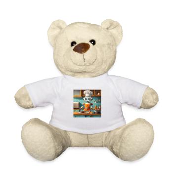 cute little orange futuristic vintage robo - Teddy Bear - white - Front