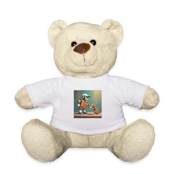 mignon petit orange futuriste vintage robots - Nounours - blanc - Devant