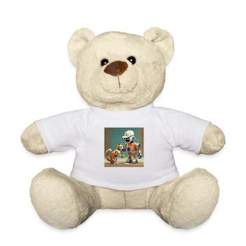 mignon petit orange futuriste vintage robots - Nounours - blanc - Devant