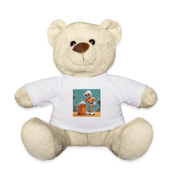 cute little orange futuristic vintage robot - Teddy Bear - white - Front
