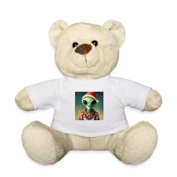 Alien - in einem hässlichen Weihnachtspullover - Teddy - Weiß - Vorne